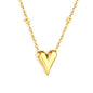 12*14.3mm Heart Pendant 42+5cm+11.2*3.7mm Square Tail Plaque Necklace Steel/Golden