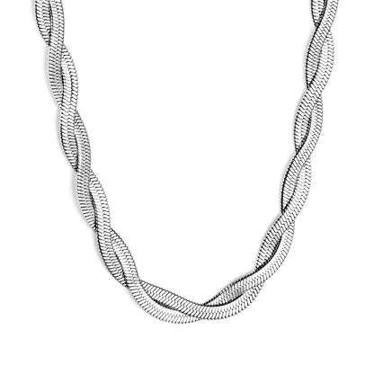 5.9mm*45+5cm Crossed Double Strand Necklace Steel/Golden