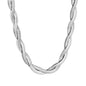 5.9mm*45+5cm Crossed Double Strand Necklace Steel/Golden