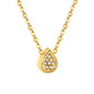 7.8*6mm Convex Teardrop CNC Zirconia Pendant 0.3 Cross Chain 40+5cm+6mm Round Necklace GOLD