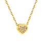 7.7*8mm Convex Heart CNC Zirconia Pendant 0.3 Cross Chain 40+5cm+6mm Round Necklace Golden
