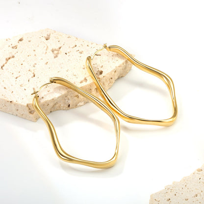 35*51.4mm Shaped Line Ear Buttons Steel/Golden