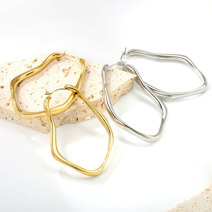 35*51.4mm Shaped Line Ear Buttons Steel/Golden