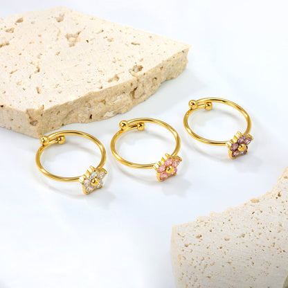 Tall 9mm loose ring white/purple/pink zirconium gold color