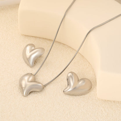 Love Set Steel/Gold/Mixed Earrings: 27*27.3mm Pendant: 27*27.3mm 1.6 Round Snake Chain 43+5cm+6mm Round Tail Tag