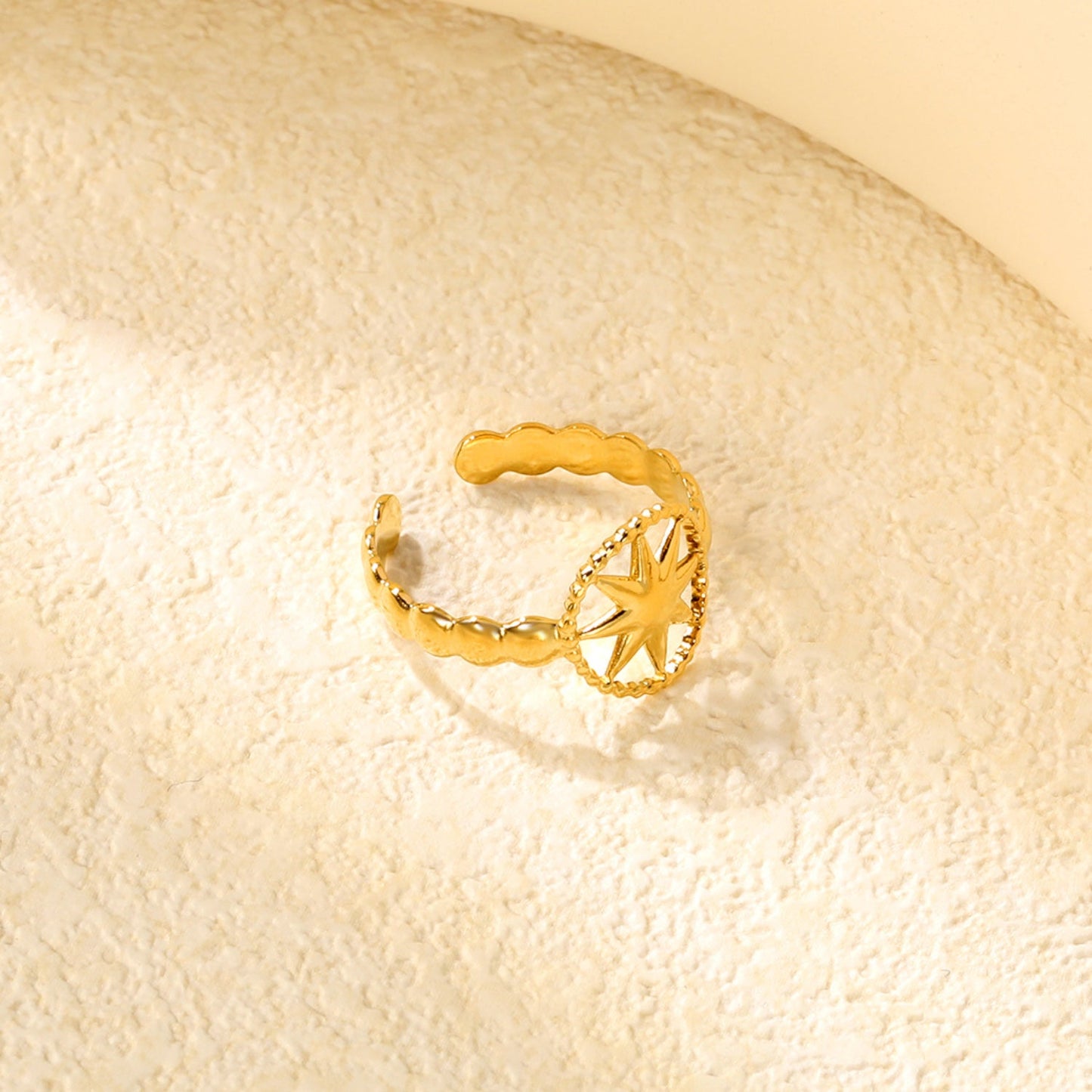 Golden Star-Center SS Open Ring (Vintage-Modern)
