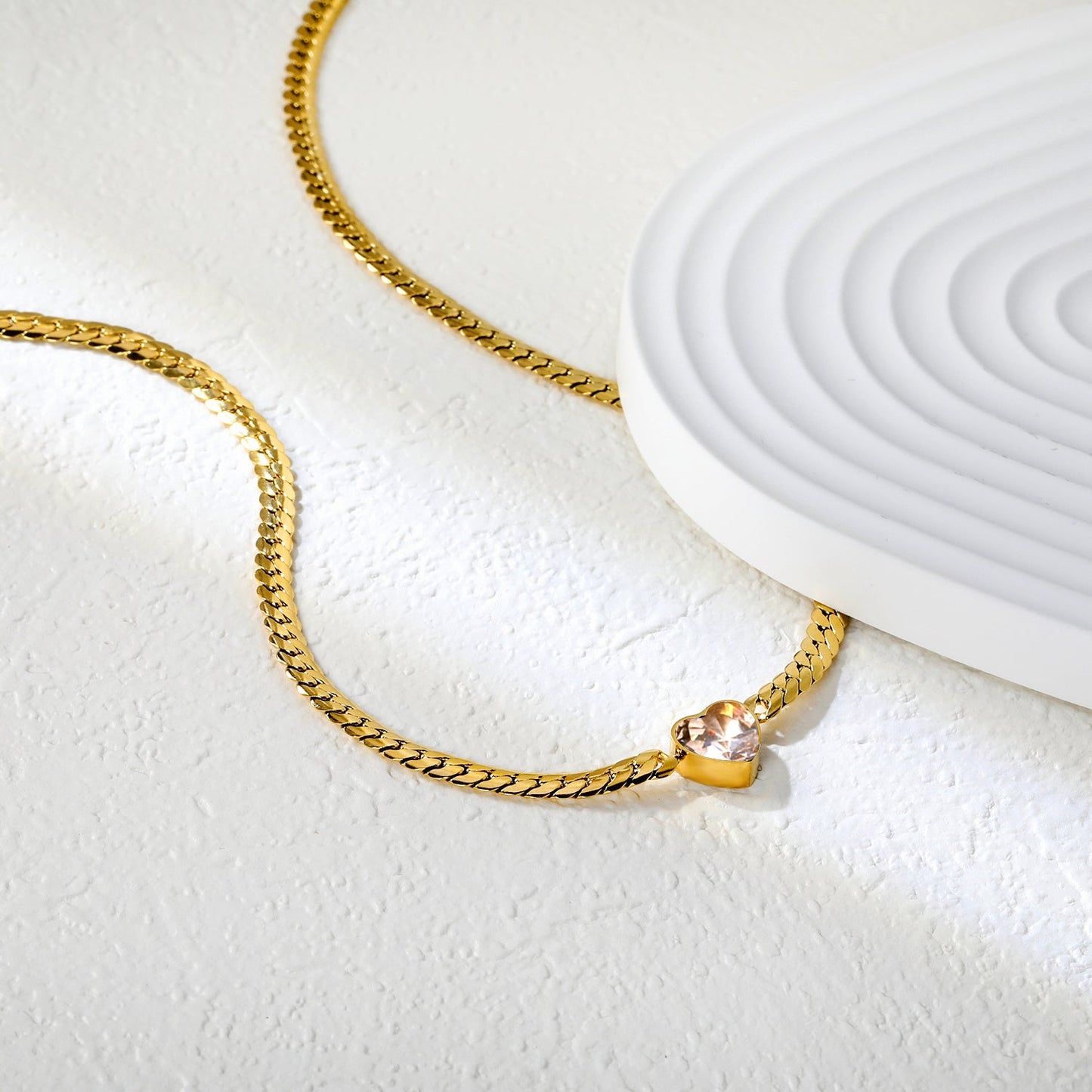 12.2mm White/Green Diamond Heart Pendant 4mm Golden Dragon Necklace 40+5cm+3*10mm Square Tail Plate/Cone Tail Plate Necklace Golden