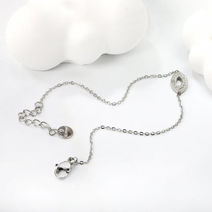 Eyes CNC white zirconium accessories bracelet 0.3 cross chain 17 + 3cm + 6mm round plate steel color / gold
