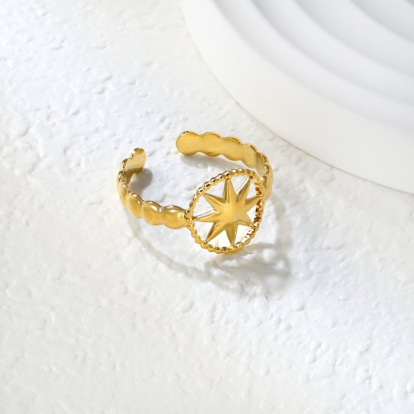 Golden Star-Center SS Open Ring (Vintage-Modern)