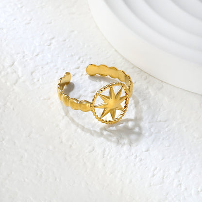 Golden Star-Center SS Open Ring (Vintage-Modern)