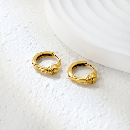 3.9 x 6.2 mm skull-shaped polished earring, ear hook 2.2 x inner diameter 10 mm, earring, gold color
