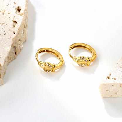 5.5 x 8.5mm cactus-shaped imitation white Czech crystal earring with a 2.2mm earring post and a 10mm inner diameter, gold-colored