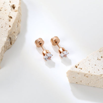 12 pair 3-5mm steel color/gold/rose gold pat plug earrings