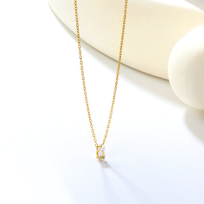 4.5*7.4mm Square White/Purple/Champagne Zircon Pendant 0.3 Cross Chain 40+5cm+6mm Round Tail Plaque Necklace GOLDEN