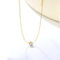 5mm Six Claws Round White Diamond Pendant 40+5cm+6mm Round Tail Plaque Necklace Steel/Golden