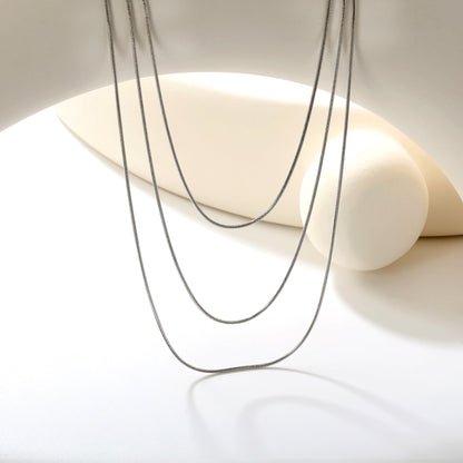 Sweater Chain 0.9 Round Snake 50+60+70cm+5cm+6mm Round Tail Plate Necklace Steel/Golden