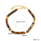 2.8*4.5 Cylindrical Tiger's Eye/Zi Yuandan/Indian Agate/Emperor's Pine/Shoushan Stone+4*2mm Round Flat Steel Beads Bracelet 17+3cm+6mm Round Plaque Gold Color