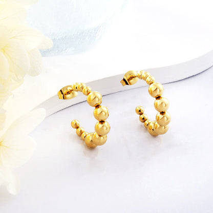 Open earrings semi-circular size steel beads earrings steel color/golden