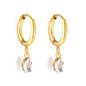 1.5x8mm I.D. earrings + 3.6*5mm white/purple/red/pink/green zirconium drop earrings gold/steel color