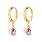 1.5x8mm I.D. earrings + 3.6*5mm white/purple/red/pink/green zirconium drop earrings gold/steel color
