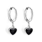 1.5x8mm I.D. earrings + 6.3*5.5mm black/purple/red/pink/blue oil drip heart-shaped accessories earrings steel color/golden color
