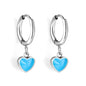 1.5x8mm I.D. earrings + 6.3*5.5mm black/purple/red/pink/blue oil drip heart-shaped accessories earrings steel color/golden color