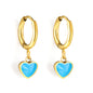 1.5x8mm I.D. earrings + 6.3*5.5mm black/purple/red/pink/blue oil drip heart-shaped accessories earrings steel color/golden color