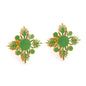 20.2*20.2mm orange/green four-petal flower leaf oil drop earrings gold color