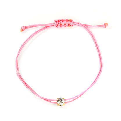5mm White Zirconia+Fluorescent Orange/White Zirconia+Pink/White Zirconia+Fluorescent Yellow/Yellow Zirconia+Blue Wax Cord 20cm Bracelet