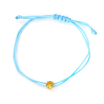 5mm White Zirconia+Fluorescent Orange/White Zirconia+Pink/White Zirconia+Fluorescent Yellow/Yellow Zirconia+Blue Wax Cord 20cm Bracelet