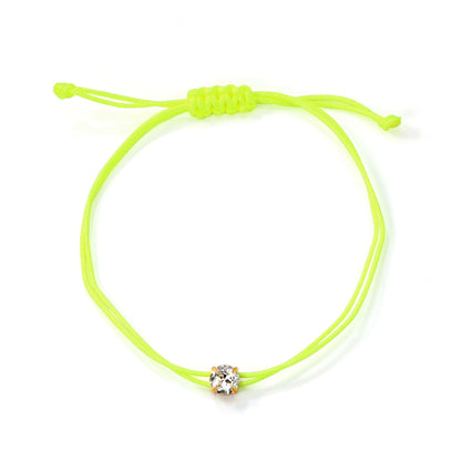 5mm White Zirconia+Fluorescent Orange/White Zirconia+Pink/White Zirconia+Fluorescent Yellow/Yellow Zirconia+Blue Wax Cord 20cm Bracelet
