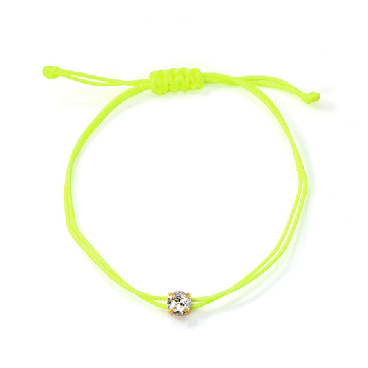 5mm White Zirconia+Fluorescent Orange/White Zirconia+Pink/White Zirconia+Fluorescent Yellow/Yellow Zirconia+Blue Wax Cord 20cm Bracelet