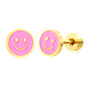 Thick 1.2*6.3mm round smiley face oil drip 0.8*9mm pin Screw plug earrings gold color
