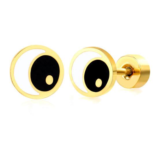 Thick 1.2*5.8mm eyes 2 drops of oil 0.8*9mm pin Screw plug earrings gold color