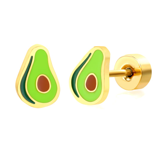 Thick 1.2*4.6*6.5mm avocado oil drop 0.8*9mm pin Screw plug earrings gold color