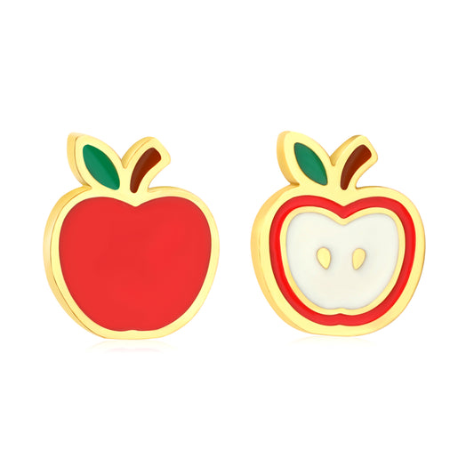 Thick 1.2*5.8*6.8mm apple drip oil (divided into left and right) 0.8*9mm needle screw plug earrings gold color