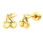 6.4*7mm Cherry 0.8*9mm pin Screw-on earring Gold color