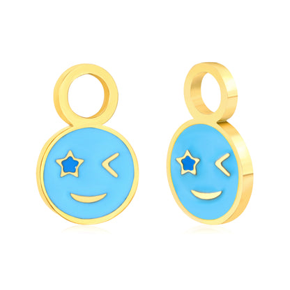 Drip Oil 8*12mm Round Hippie Face Fitting Gold Color