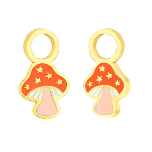 Drip Oil 6.4*11.4mm Mushroom Accessories Gold Color