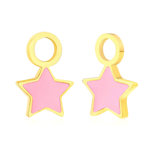 Yellow/cyan/pink oil drip 6*10.2mm pentagram accessories gold color