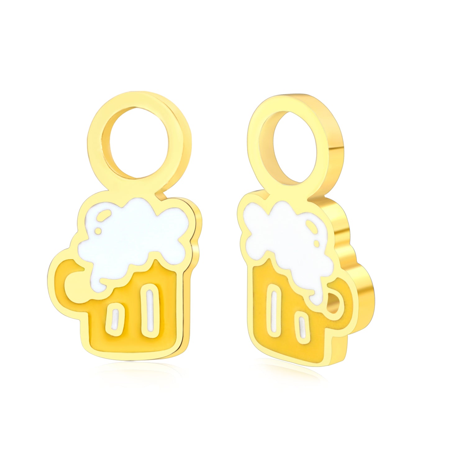 Oil dripping 6.5*11.6mm beer mug accessories (divided into left and right) gold color