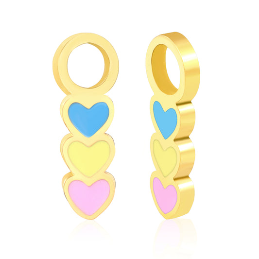 Drip oil 4.4*12.4mm triple heart accessories gold color