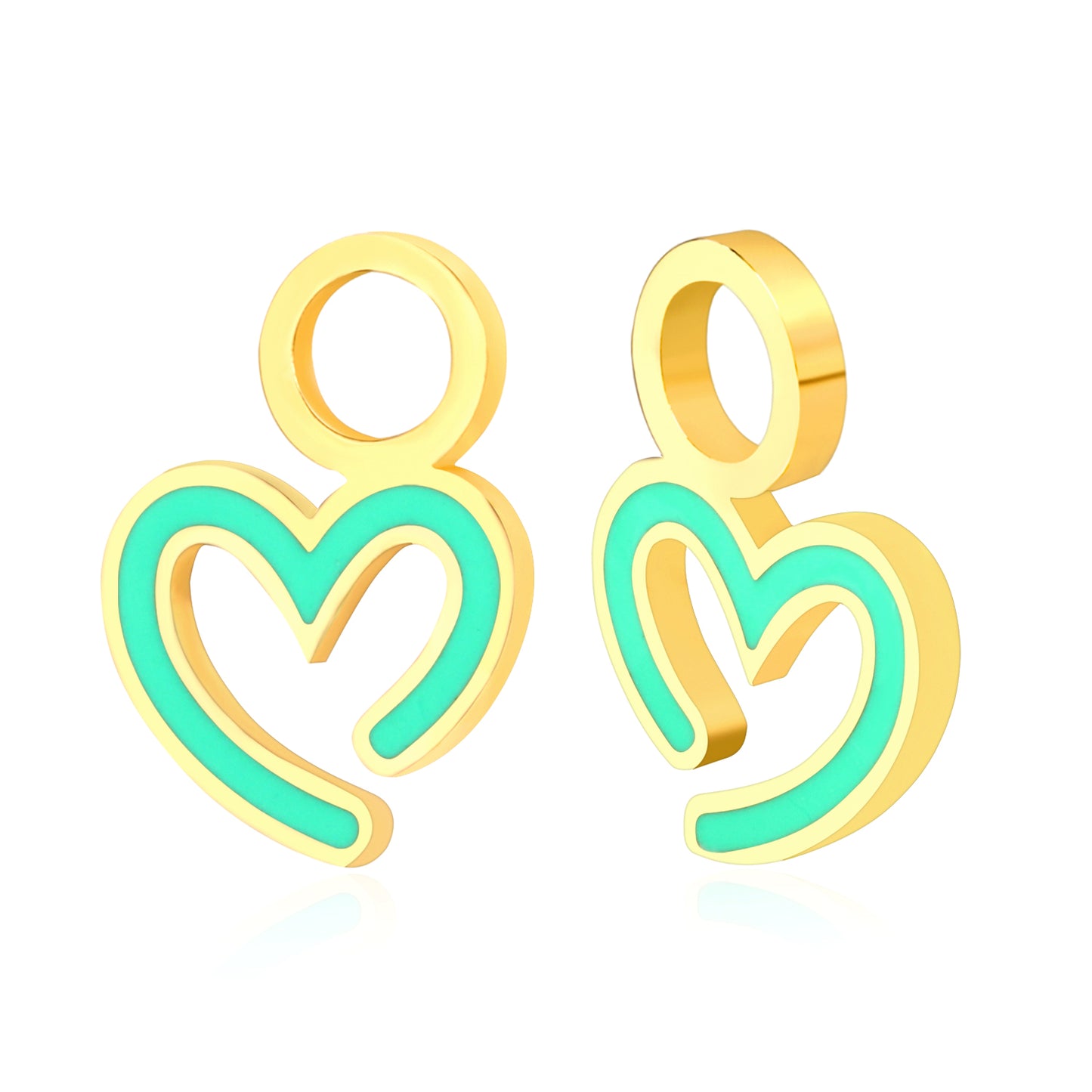 Drip oil 8*11.5mm open heart ring accessories (divided into left and right) gold color