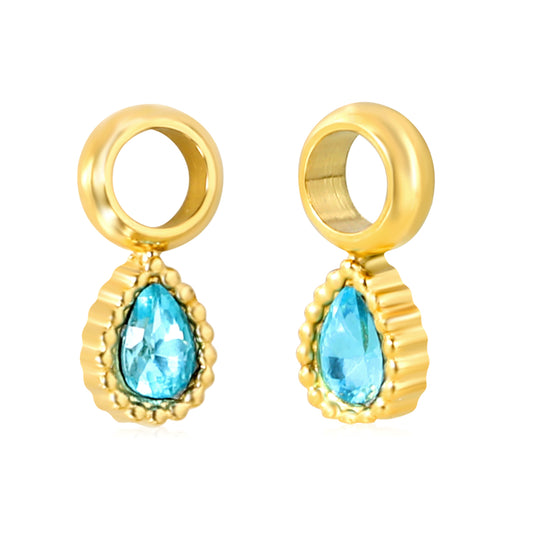 3.5*4.5mm bead edge teardrop with blue zirconium fittings + welded 4mm circle Gold color