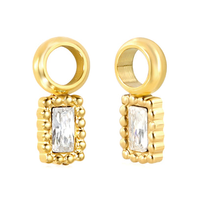 3.3*4.7mm beads rectangle with white zirconium fittings + soldered 4mm ring Gold color