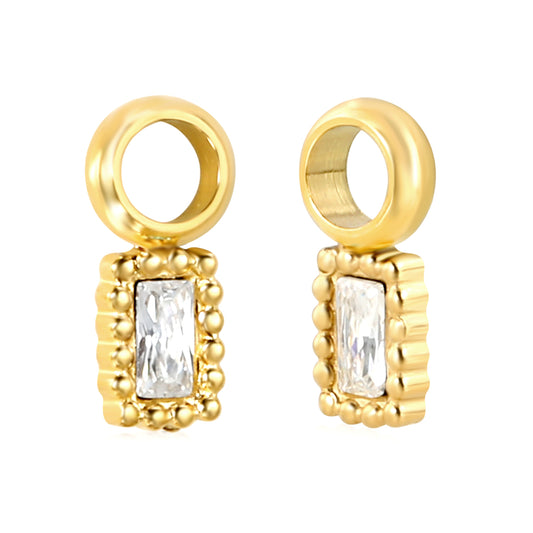 3.3*4.7mm beads rectangle with white zirconium fittings + soldered 4mm ring Gold color