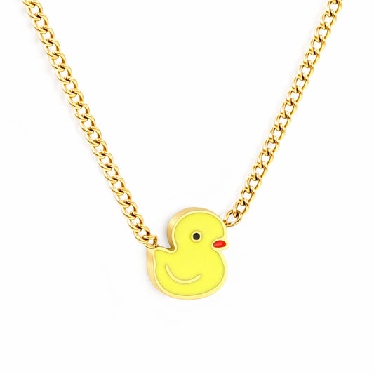 Thick 1.2*6.7*7.4mm yellow duck accessories side chain 1.4mm*40+5cm necklace gold color