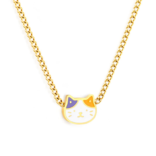 Thick 1.2*8.3*7.2mm kitten accessories side chain 1.4mm*40+5cm necklace gold color