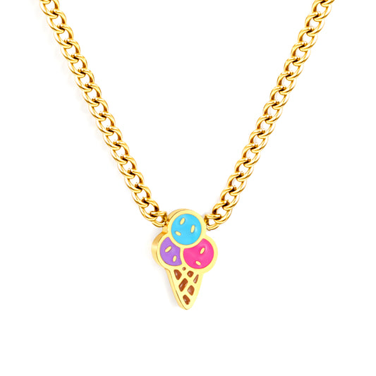 Thick 1.2*5.2*8.3mm ice cream accessories side chain 1.4mm*40+5cm necklace gold color