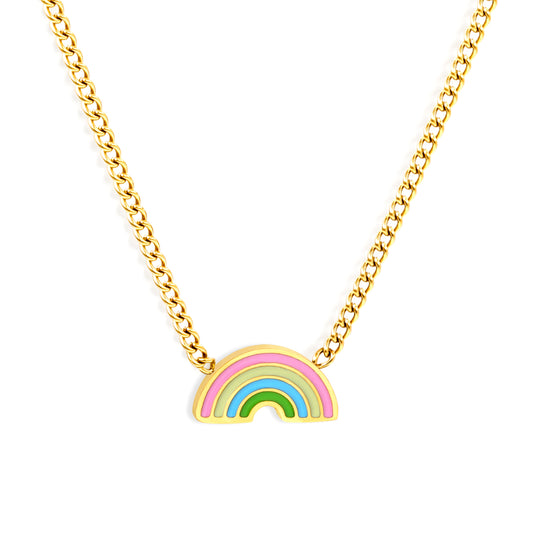 Thick 1.2*10*5mm Rainbow Accessories Side Chain 1.4mm*40+5cm Necklace Gold Color